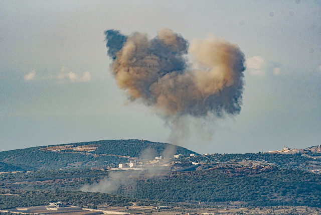  Smoke rises during an exchange of fire between the IDF and Hezbollah on the border between Israel and Lebanon, earlier this month. (credit: AYAL MARGOLIN/FLASH90)