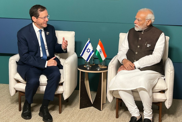  President Isaac Herzog meets with Indian Prime Minister Narendra Modi at COP28. (credit: Courtesy)