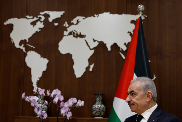  Palestinian Prime Minister Mohammad Shtayyeh speaks to Reuters at his office in Ramallah, in the West Bank, November 15, 2023 (credit: REUTERS/JAMES OATWAY)