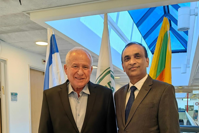  Sri Lanka Ambassador to Israel Nimal Bandara with Agriculture Minister Avi Ditcher (credit: Nimal Bandara on Facebook)