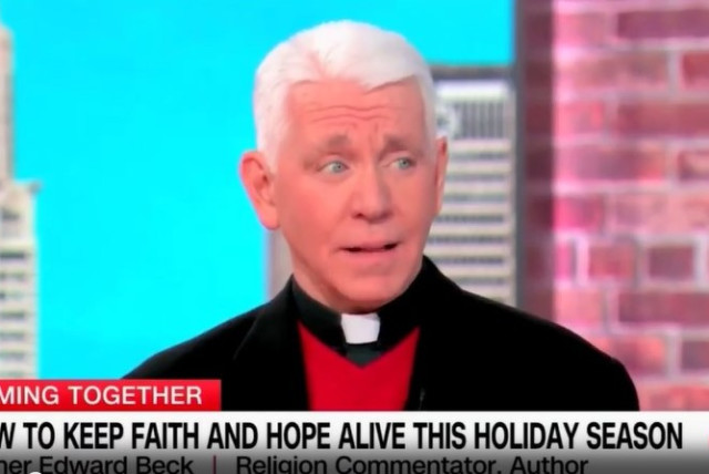  Father Edward Beck compares the story of Jesus to the Israel-Hamas war. December 25, 2023. (credit: Screenshot/CNN)