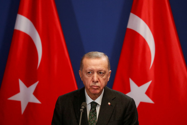  Turkish President Recep Tayyip Erdogan looks on as he delivers statements, in Budapest, Hungary, December 18, 2023 (credit: REUTERS/BERNADETT SZABO)