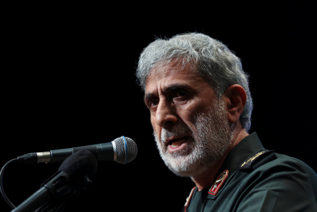  Brigadier General Esmail Qaani, the head of the Revolutionary Guards' Quds Force, speaks during a ceremony marking the anniversary of the death of senior Iranian military commander Mohammad Hejazi, in Tehran, Iran April 14, 2022.  (credit: MAJID ASGARIPOUR/WANA (WEST ASIA NEWS AGENCY) VIA REUTERS)
