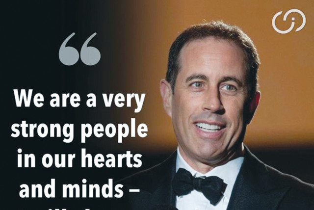  A SOCIAL MEDIA post touts the visit of comedian Jerry Seinfeld to Israel this month. (credit: Israel on Campus Coalition/Facebook)