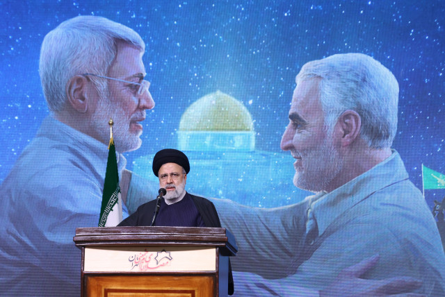  Iranian President Ebrahim Raisi gives a speech during a ceremony to mark the fourth anniversary of the killing of senior Iranian military commander General Qassem Soleimani in a US attack, in Tehran, Iran, January 3, 2024. (credit: MAJID ASGARIPOUR/WANA/REUTERS)