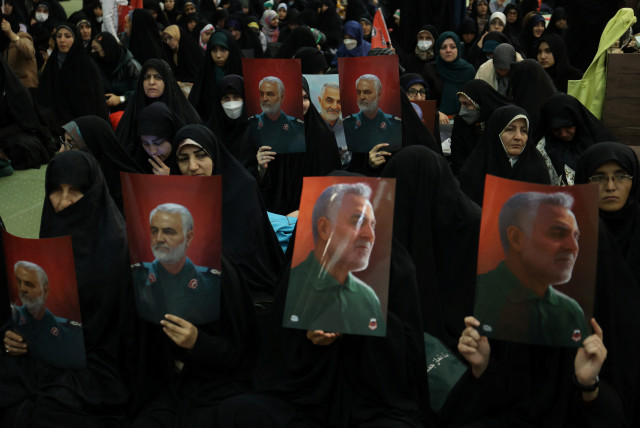  People attend a ceremony commemorating the death of late Iranian General Qassem Soleimani, in Tehran, Iran, January 3, 2024. (credit: MAJID ASGARIPOUR/WANA (WEST ASIA NEWS AGENCY) VIA REUTERS)