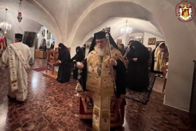   The service of the Royal Hours of Christmas at the Patriarchate of Jerusalem on Friday, January 5, 2024. (credit: Patriarchate of Jerusalem)