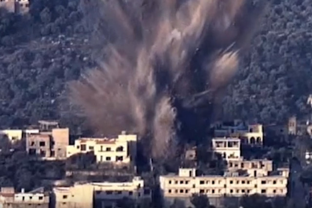  Screenshot of IDF video showing Israeli jets attacking Hezbollah infrastructure in southern Lebanon, January 9, 2024 (credit: IDF SPOKESPERSON'S UNIT)