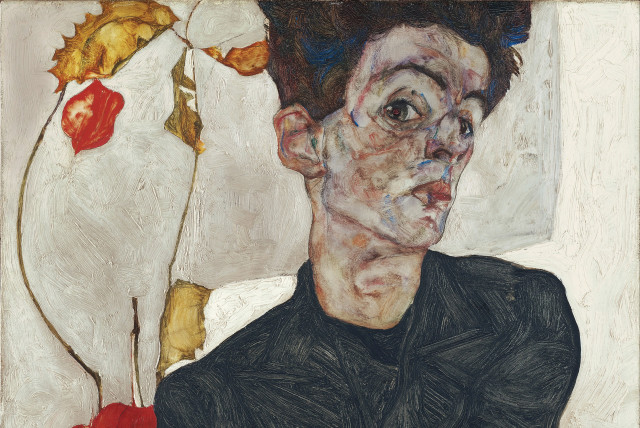  Egon Schiele's ''Self-Portrait with Physalis'', 1912 (credit: Wikimedia Commons)