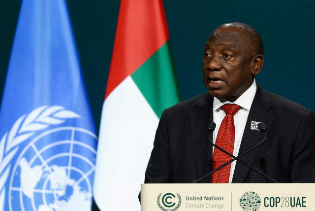  South Africa's President Cyril Ramaphosa delivers a national statement at the World Climate Action Summit during the United Nations Climate Change Conference (COP28) in Dubai, United Arab Emirates, December 1, 2023. (credit: REUTERS/AMR ALFIKY)