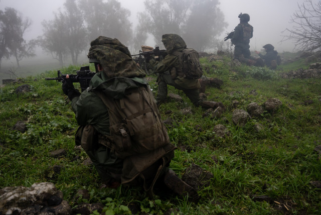  Israeli forces simulating warfare with Hezbollah in Israel's North, January 27, 2024 (credit: IDF SPOKESPERSON'S UNIT)