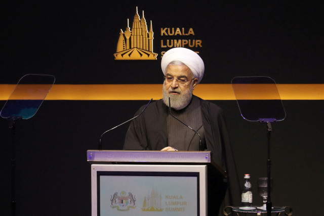   Iranian President Hassan Rouhani speaks during Kuala Lumpur Summit in Kuala Lumpur, Malaysia, December 19, 2019. (credit: REUTERS/LIM HUEY TENG)