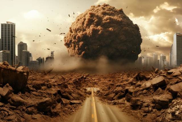  Ilustración artística en 3D de un escenario apocalíptico, que posiblemente muestre el fin del mundo como resultado de una guerra nuclear. (credit: INGIMAGE)