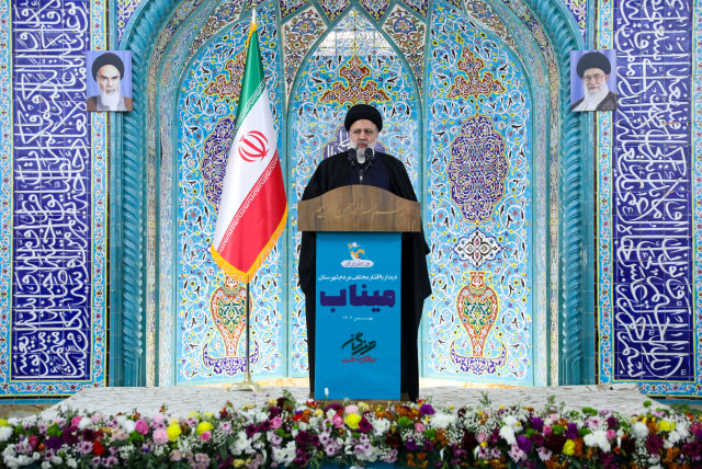 Iranian President Ebrahim Raisi gives a speech during a meeting in Minab, Iran, February 2, 2024 (credit: Iran's Presidency/West Asia News Agency/Reuters)