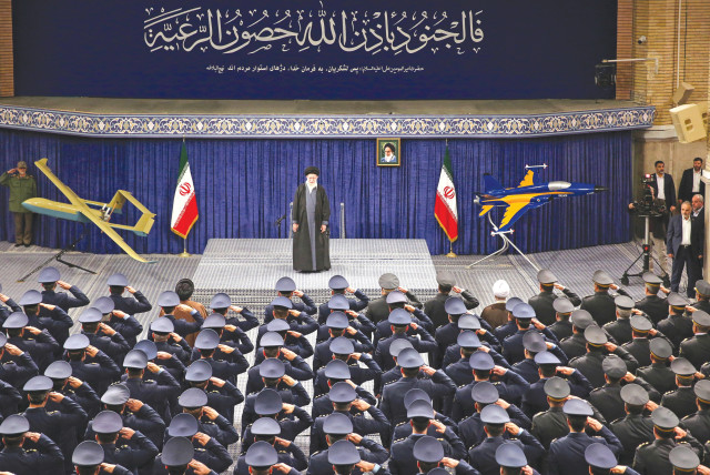  IRAN’S SUPREME Leader Ayatollah Ali Khamenei attends a meeting with members of the Islamic Republic of Iran Air Force in Tehran, last week. Iran does not want to be directly involved in a war, neither against Israel nor the US, the writer argues. (credit: Office of the Iranian Supreme Leader/West Asia News Agency/Reuters)