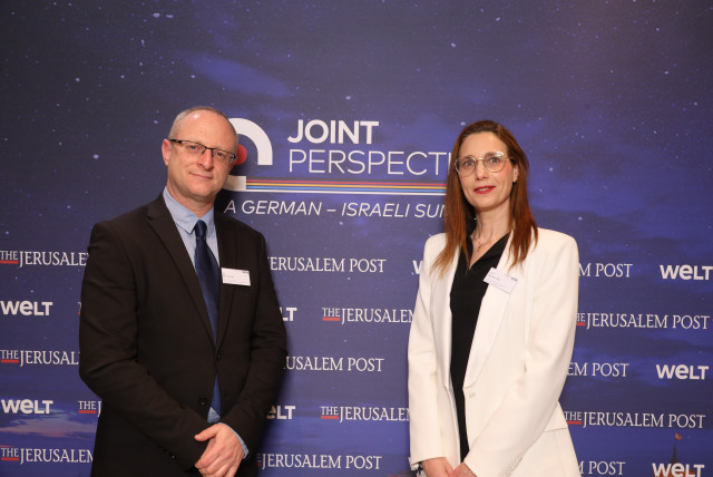  From left: Ron Brummer, Deputy Director General of the Ministry of Diaspora Affairs and Combating Antisemitism, and Racheli Baratz-Rix, Head of the Department for Combating Antisemitism and Enhancing Resilience at the World Zionist Organization (credit: Amin Akhtar u. Martin U. K. Lengemann/WELT)