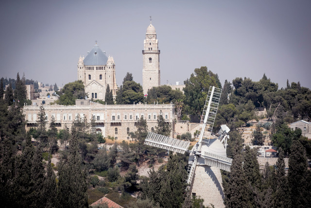  View of the Montefiore Windmill and the Old City’s Dormition Abbey.  (credit: FLASH90)