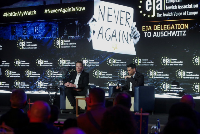  Tesla CEO Elon Musk attends a conference organized by the European Jewish Association, in Krakow, Poland, January 22, 2024. (credit: REUTERS/LUKASZ GLOWALA)