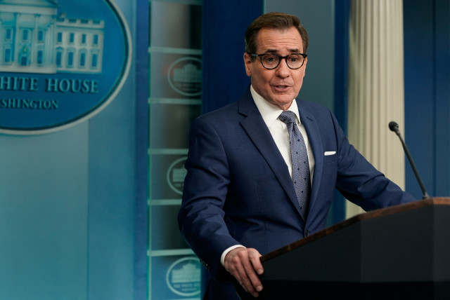  US national security spokesperson John Kirby speaks during a press briefing at the White House in Washington, US, March 1, 2024. (credit: REUTERS/ELIZABETH FRANTZ)