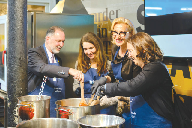  CHIEF OF State Protocol Gil Haskel stirs the pot together with Croatian Ambassador Vesela Korac (second right) and the deputy chiefs of mission of Portugal and Italy. (credit: Samuel Markovich)