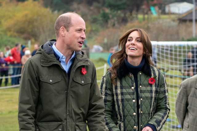  Britain's Prince William, and Kate, the Princess of Wales also known as the Duke and Duchess of Rothesay when in Scotland, visit Outfit Moray, in Moray, Scotland, Britain November 2, 2023. (credit: JANE BARLOW/POOL/REUTERS)