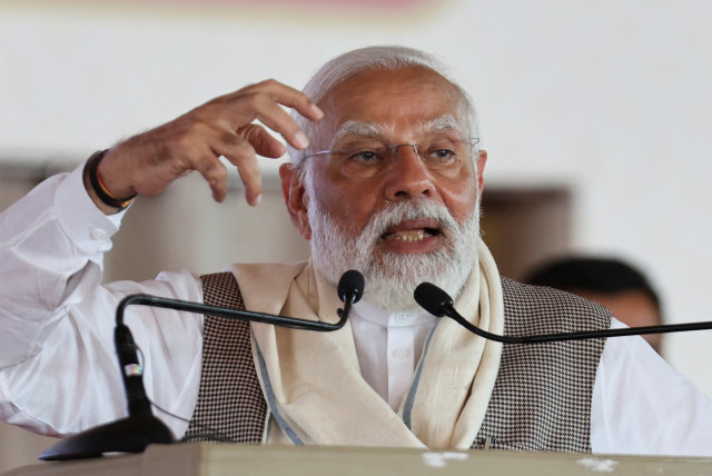  India's Prime Minister Narendra Modi addresses his supporters during the launch of Gandhi Ashram redevelopment project in Ahmedabad, India, March 12, 2024. (credit: REUTERS/AMIT DAVE)