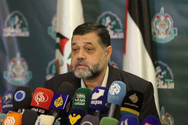  Hamas official Osama Hamdan attends a news conference in Beirut, Lebanon, March 20, 2024 (credit: REUTERS/MOHAMED AZAKIR)