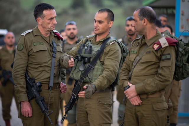  IDF Chief of Staff Herzi Halevi, Brig.-Gen. Yaki Dolf, and Col. Netanel Shamka arrive at the scene of the shooting attack at the Parsa Junction in the West Bank. (credit: IDF SPOKESPERSON'S UNIT)