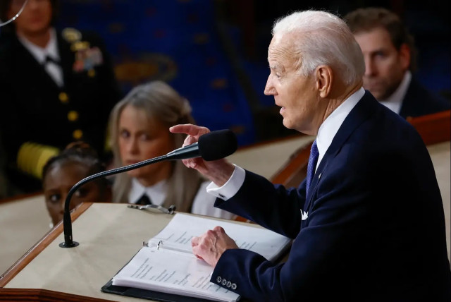 Began and ended his speech on nation, elections, and democracy. Joe Biden (credit: REUTERS)
