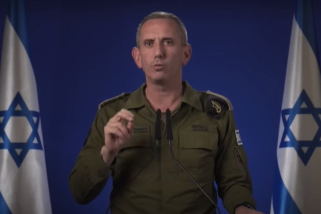  IDF Spokesperson R.-Adm. Daniel Hagari delivers Sunday evening public address. March 24, 2024. (credit: SCREENSHOT/IDF SPOKESPERSON'S UNIT)