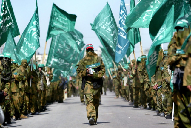  A march of Hamas in Gaza. (credit: REUTERS/Ahmed Jadallah AJ/TC)