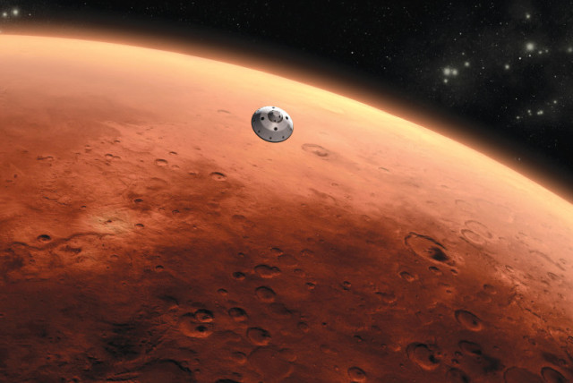  Ilustración artística de un rover de la NASA en su camino hacia la superficie marciana. (credit: NASA)