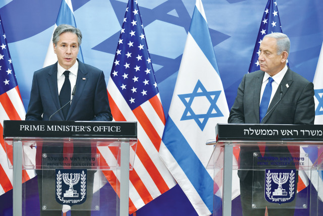  Prime Minister Benjamin Netanyahu and US Secretary of State Antony Blinken address the media at the Prime Minister's Office in Jerusalem, in January. It's incumbent upon Israel to avoid any further deterioration in the relationship with the US, the writer maintains. (credit: YOAV ARI DUDKEVITCH/FLASH90)