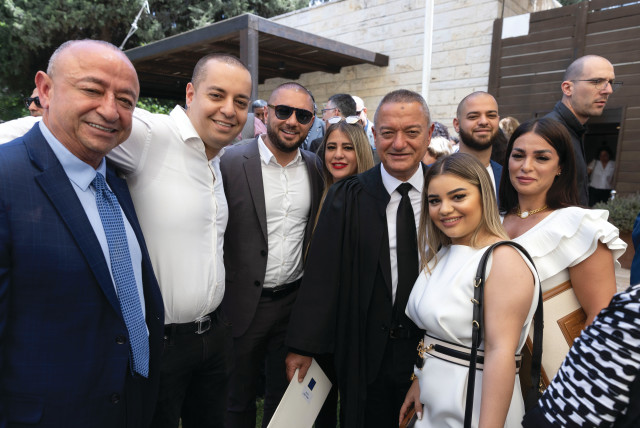  Khaled Kabub (L) at the swearing-in ceremony for newly appointed judges at the President's Residence, 2022 (credit: OLIVIER FITOUSSI/FLASH90)