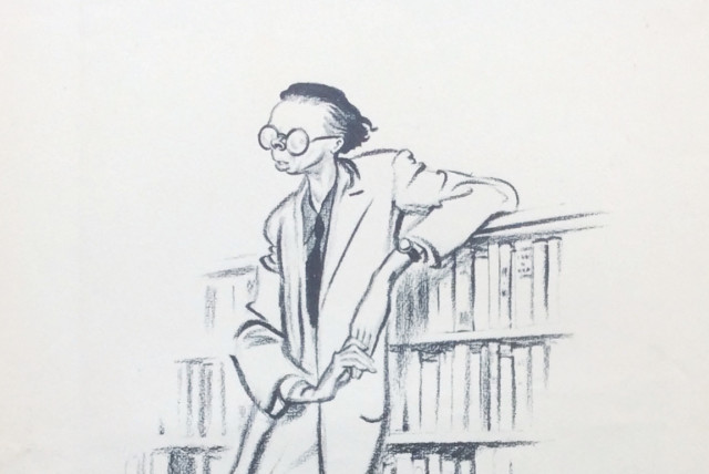  1933 caricature of Aldous Huxley by cartoonist David Low.  (credit: Wikimedia Commons)
