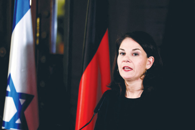  GERMAN FOREIGN Minister Annalena Baerbock speaks to the media at a hotel in Jerusalem, during an official visit to Israel last month.  (credit: AMMAR AWAD/REUTERS)