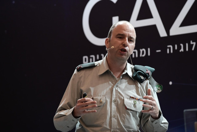  Head of the Israel Defense Forces' Military Intelligence Research Department, Brig. Gen. Amit Saar speaks at a conference of the Gazit Institute in Tel Aviv, November 5, 2022 (credit: TOMER NEUBERG/FLASH90)