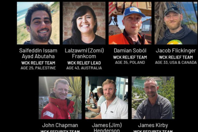 World Central Kitchen aid workers killed in the IDF strike. (credit: Screenshot World Central Kitchen/X)