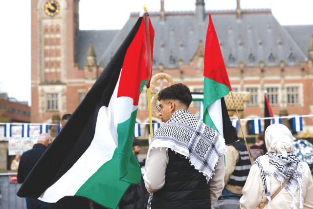  A PRO-PALESTINIAN demonstration takes place in The Hague this week after Nicaragua petitioned the International Court of Justice to order Germany to halt arms exports to Israel and resume its funding to UNRWA. (credit: PIROSCHKA VAN DE WOUW/REUTERS)