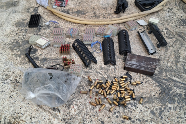 Confiscated weapons from IDF forces night operation in the West Bank, April 9, 2024. (credit: IDF SPOKESPERSON'S UNIT)