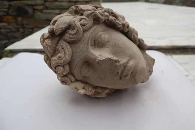  1800-year-old head of ancient god Apollo. (credit: Greek Ministry of Education)