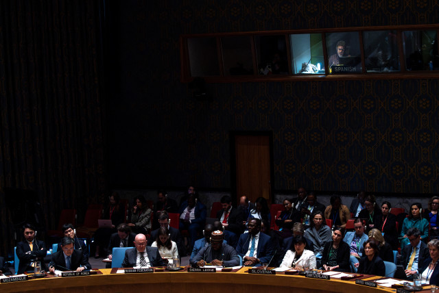  An interpreter works while members of the United Nations Security Council hold a meeting to address the situation in the Middle East, including the Palestinian question, at UN headquarters in New York City, New York, U.S., April 18, 2024. (credit: REUTERS/EDUARDO MUNOZ)