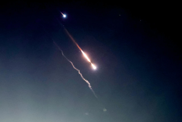  Missiles fired at Israel are seen in the sky over Amman, Jordan on April 14, 2024, in this screen grab obtained from a social media video.  (credit: REUTERS)