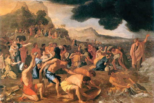  THE CROSSING of the Red Sea, by Nicolas Poussin, 1633–34. ‘What made it miraculous is that it happened just there, just then, when the Israelites seemed trapped.’ (credit: Wikimedia Commons)