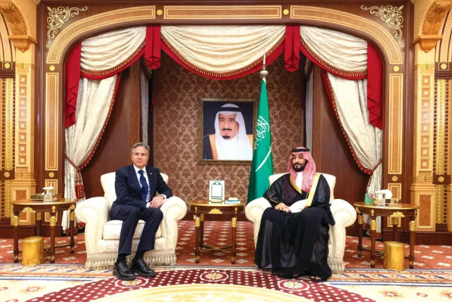  US Secretary of State Anthony Blinken with Saudi Crown Prince Mohammed bin Salman. Saudi Arabia June 7, 2023  (credit: REUTERS)