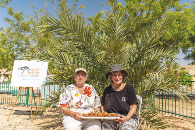  A HONEY or caramel aftertaste.’ Researchers Dr. Elaine Soloway of the Arava Institute for Environmental Studies (left), along with Dr. Sarah Salon of Hadassah Medical Center, moments after picking the dates. (credit: MARCOS SCHONHOLZ)