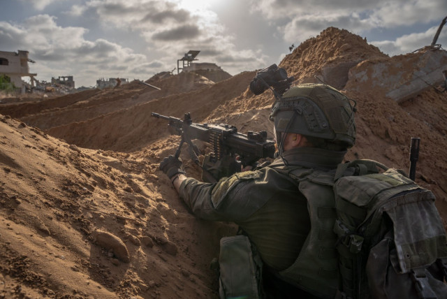 Israeli forces are seen operating in the Gaza Strip on February 5, 2024 (credit: IDF SPOKESPERSON'S UNIT)