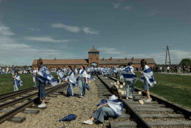  March of the Living at Auschwitz, May 6, 2024.  (credit: CHEN SCHIMMEL)