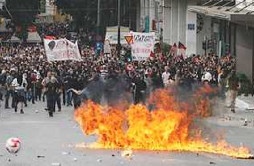 Greek riots fire 311 (photo credit: ASSOCIATED PRESS)