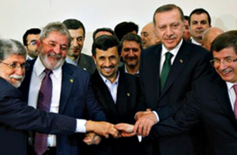 Ahmadinejad, Erdogan, Da Silva et al (photo credit: Associated Press)